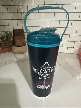 Universal Volcano Bay Nights Tall Travel Water Bottle - Teal Lid, Black Body